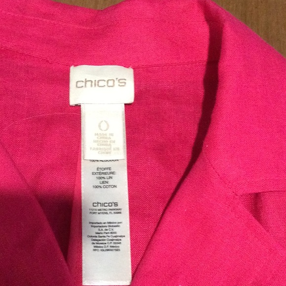 Chico's Hot Pink Cutout Linen Open Front Jacket Size 0/S/4 - Picture 15 of 16